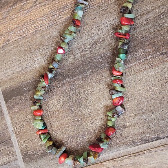 Vintage Vtg Native American Navajo Unakite Nugget Adjustable Length Necklace - Picture 6 of 13
